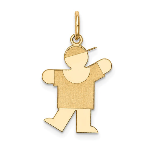 14k The Kids Small Boy with Hat Engravable Kiss Charm