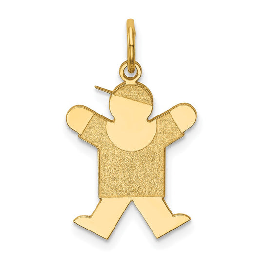 14k The Kids Small Boy with Hat Engravable Joy Charm
