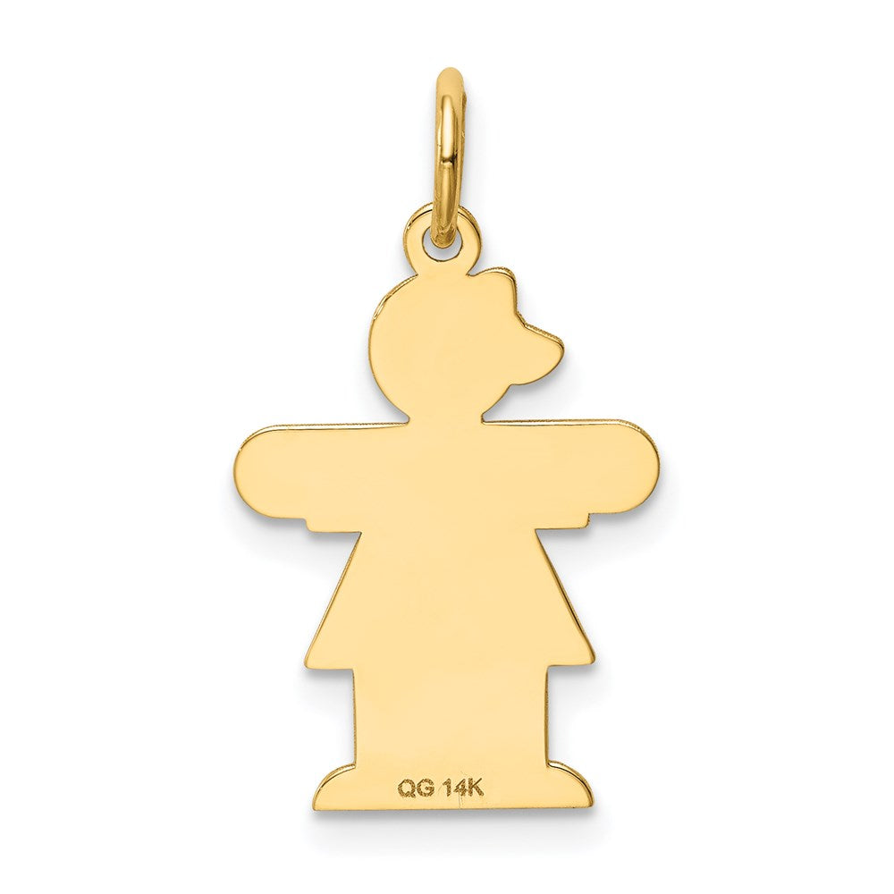14k The Kids Small Girl with Bow Engravable Hugs Charm