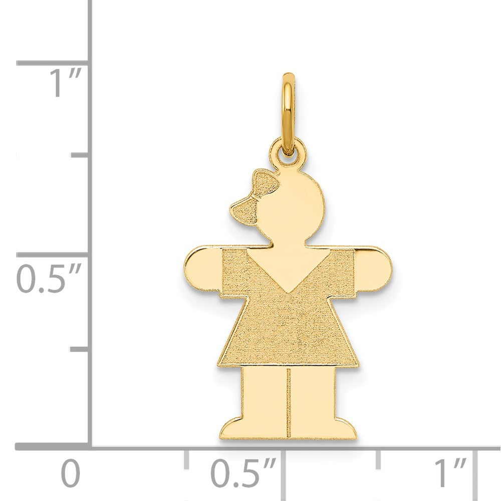 14k The Kids Small Girl with Bow Engravable Hugs Charm