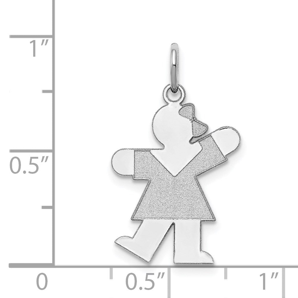 14k White Gold The Kids Small Girl with Bow Engravable Kiss Charm