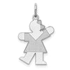 14k White Gold The Kids Small Girl with Bow Engravable Kiss Charm