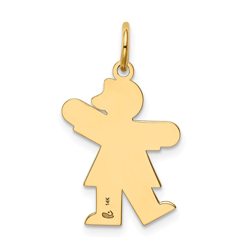 14k The Kids Small Girl with Bow Engravable Kiss Charm