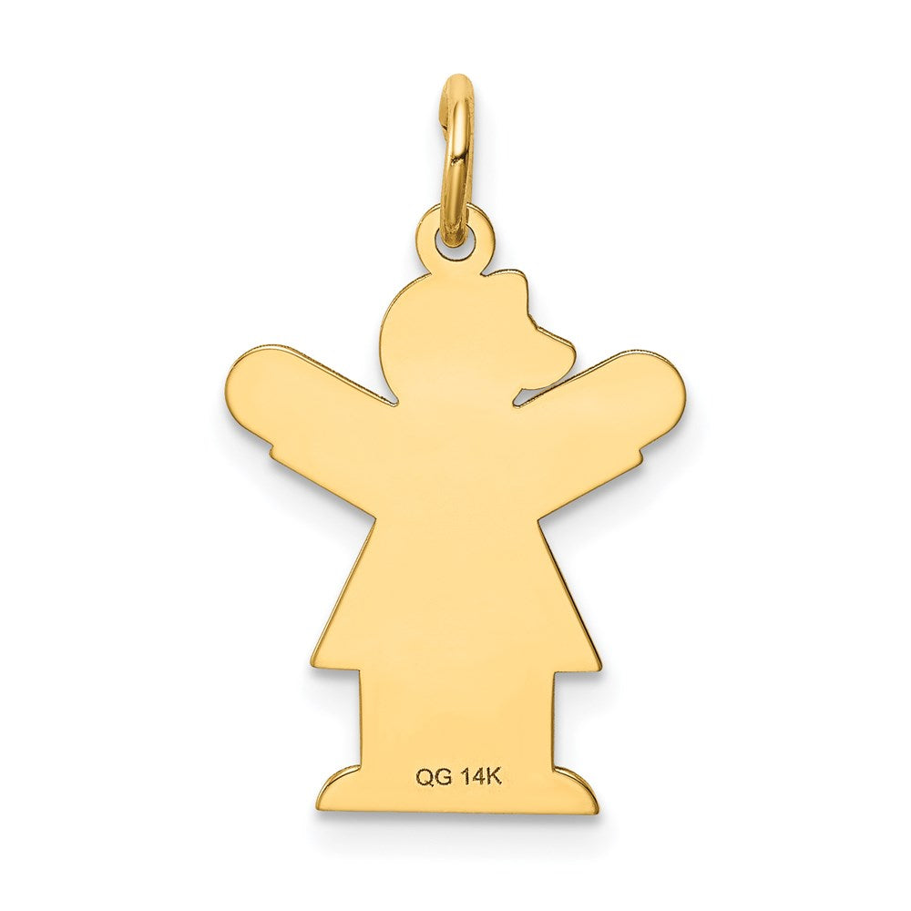 14k The Kids Small Girl with Bow Engravable Love Charm