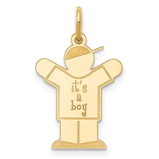 14k The Kids Small It's a Boy Engravable Love Charm