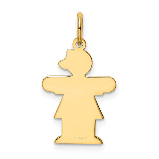 14k The Kids Small It's a Girl Engravable Hugs Charm