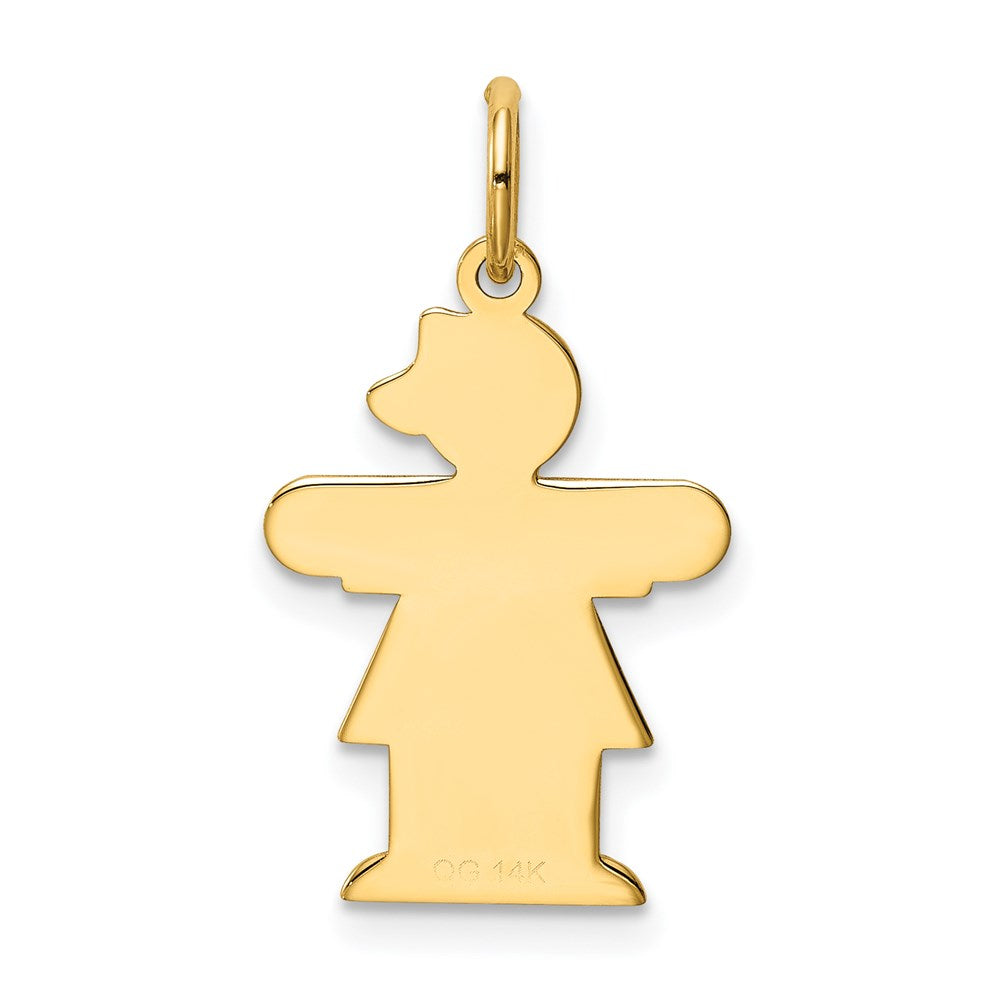 14k The Kids Small It's a Girl Engravable Hugs Charm
