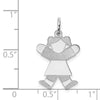 14k White Gold The Kids Small Girl with Ponytails Engravable Joy Charm