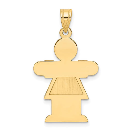 14k The Kids Solid Satin Medium Girl Engravable Hugs Charm