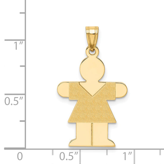 14k The Kids Solid Satin Medium Girl Engravable Hugs Charm