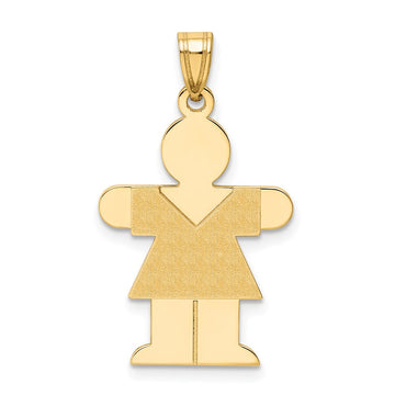 14k The Kids Solid Satin Medium Girl Engravable Hugs Charm
