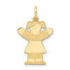 14k The Kids Small Girl with Ponytails Engravable Love Charm