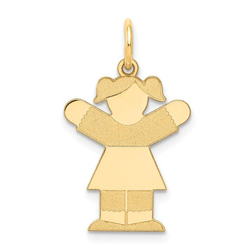 14k The Kids Small Girl with Ponytails Engravable Love Charm