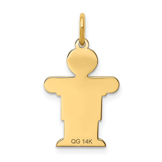 14k The Kids Small Boy with Haircut Engravable Hugs Charm