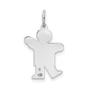 14k White Gold The Kids Small Boy with Haircut Engravable Kiss Charm