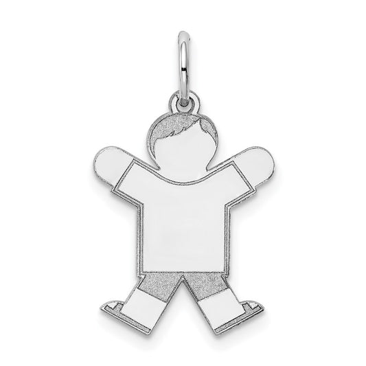 14k White Gold The Kids Small Boy with Haircut Engravable Joy Charm