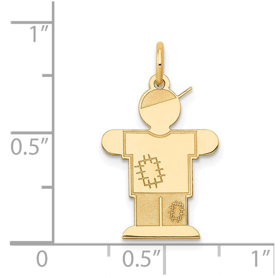 14k The Kids Small Patches Boy Engravable Hugs Charm