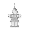 14k White Gold The Kids Small Floral Dress Girl Engravable Hugs Charm