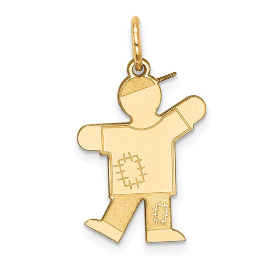 14k The Kids Small Patches Boy Engravable Kiss Charm