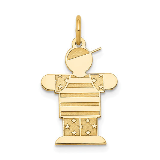 14k The Kids Small Stars and Stripes Boy Engravable Hugs Charm