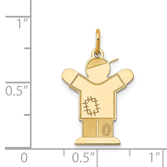 14k The Kids Small Patches Boy Engravable Love Charm
