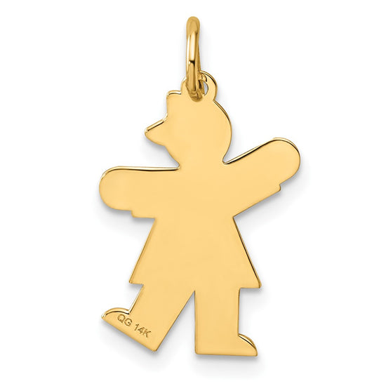 14k The Kids Small Stars and Stripes Girl Engravable Kiss Charm