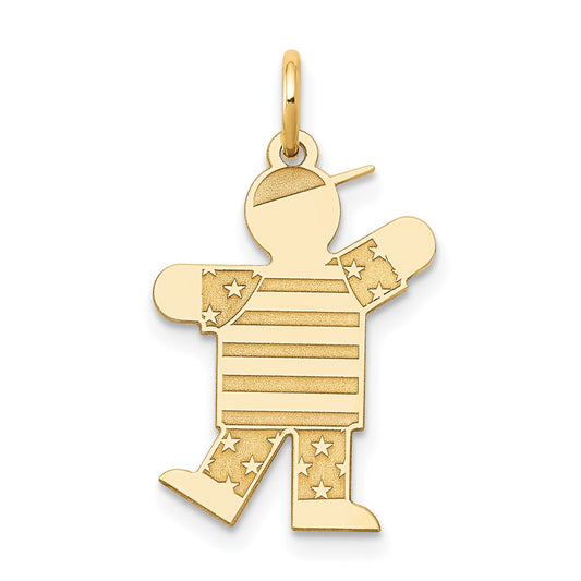 14k The Kids Small Stars and Stripes Boy Engravable Kiss Charm