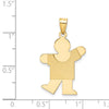 14k The Kids Solid Satin Medium Boy Engravable Kiss Charm