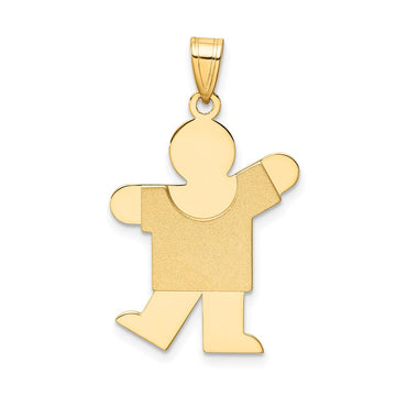 14k The Kids Solid Satin Medium Boy Engravable Kiss Charm