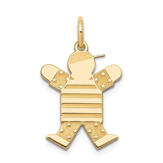 14k The Kids Small Stars and Stripes Boy Engravable Joy Charm