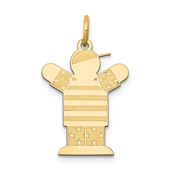 14k The Kids Small Stars and Stripes Boy Engravable Love Charm
