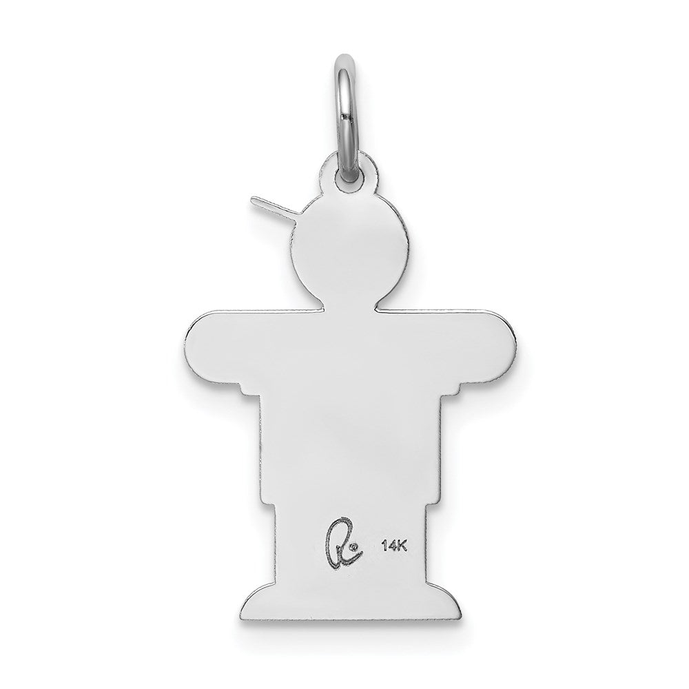 14k White Gold The Kids Small Heart Shirt Boy Engravable Hugs Charm