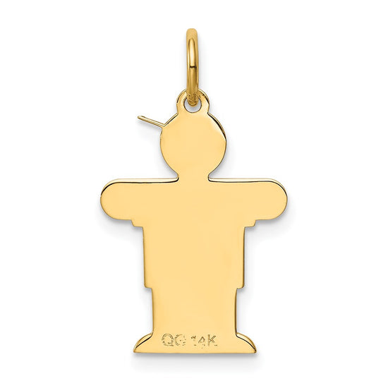 14k The Kids Small Heart Shirt Boy Engravable Hugs Charm
