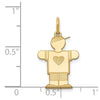 14k The Kids Small Heart Shirt Boy Engravable Hugs Charm