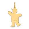 14k The Kids Small Heart Shirt Boy Engravable Kiss Charm
