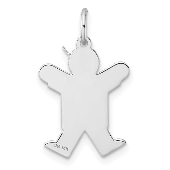 14k White Gold The Kids Small Heart Shirt Boy Engravable Joy Charm
