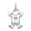 14k White Gold The Kids Small Heart Shirt Boy Engravable Joy Charm
