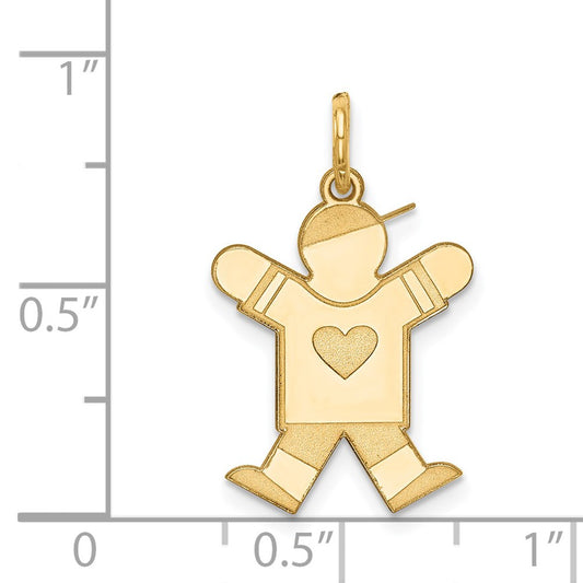 14k The Kids Small Heart Shirt Boy Engravable Joy Charm
