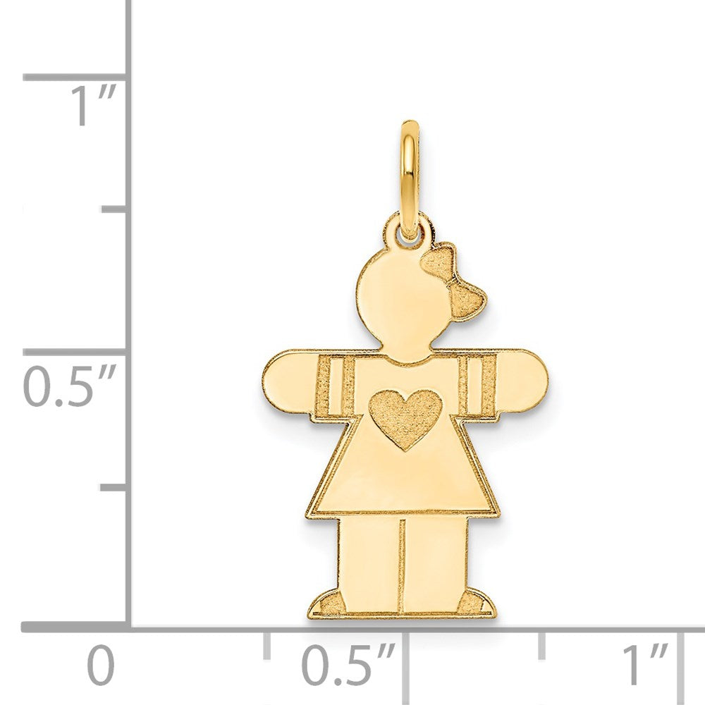 14k The Kids Small Heart Dress Girl Engravable Hugs Charm