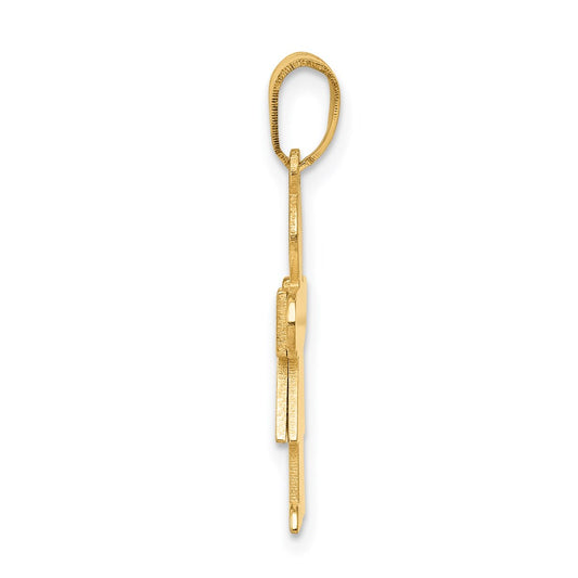 14k The Kids Solid Satin Small Girl Engravable Hugs Charm