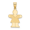 14k The Kids Solid Satin Small Girl Engravable Hugs Charm