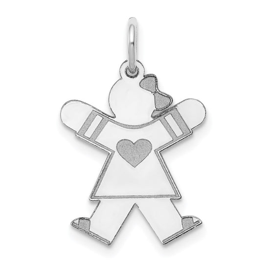 14k White Gold The Kids Small Heart Dress Girl Engravable Joy Charm