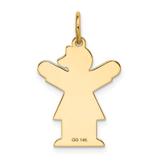 14k The Kids Small Heart Dress Girl Engravable Love Charm