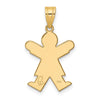 14k The Kids Solid Satin Small Girl Engravable Joy Charm