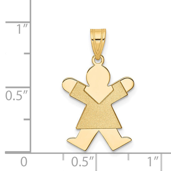 14k The Kids Solid Satin Small Girl Engravable Joy Charm