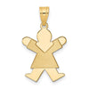 14k The Kids Solid Satin Small Girl Engravable Joy Charm