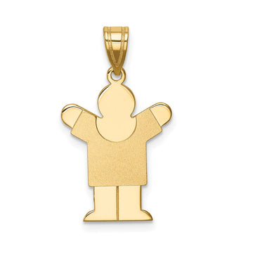 14k The Kids Solid Satin Small Boy Engravable Love Charm