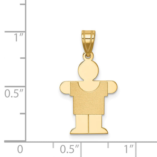 14k The Kids Solid Satin Small Boy Engravable Hugs Charm