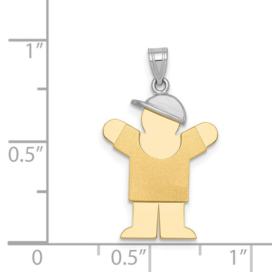 14k Two-tone The Kids Small Boy with Hat on Right Engravable Love Charm