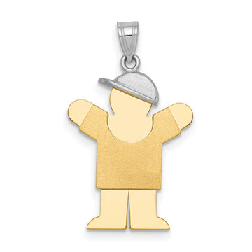 14k Two-tone The Kids Small Boy with Hat on Right Engravable Love Charm